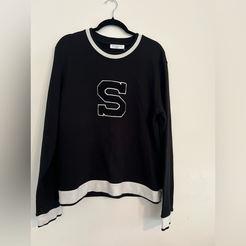 Sandro Black and white S Crewneck Sweater XL